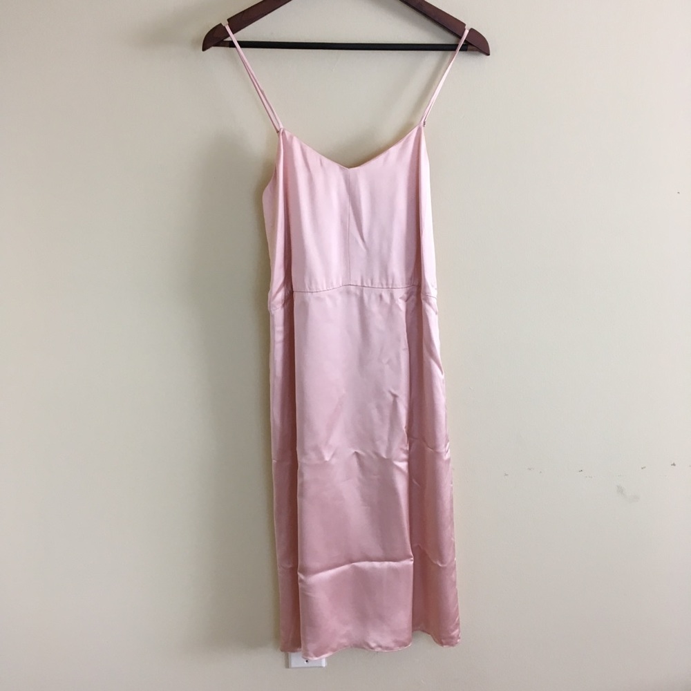 Jill Stuart Pink Satin Blush Slip Dress Strap 2